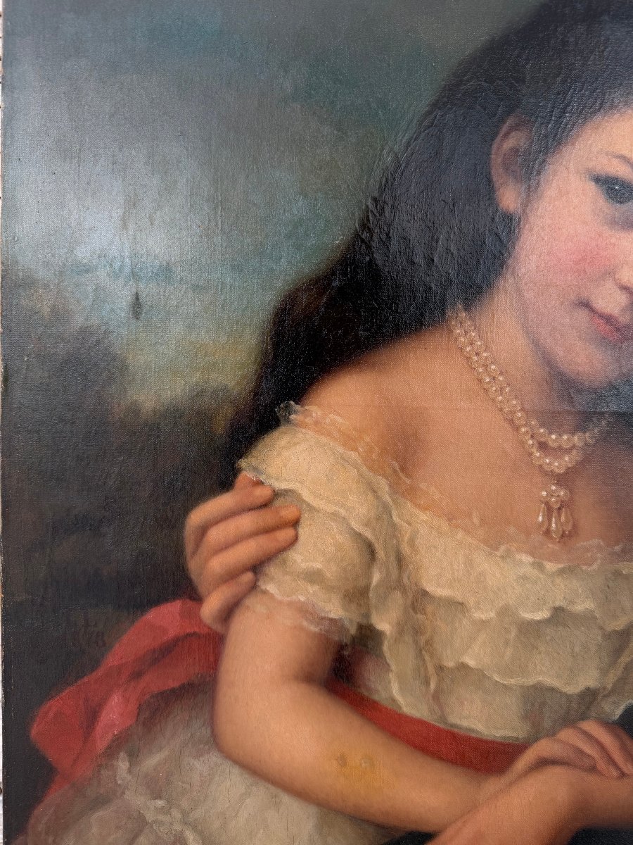 French School, Early 19th Century: Portrait Of Princess Hélène Schakowskoy And Her Daughter-photo-6