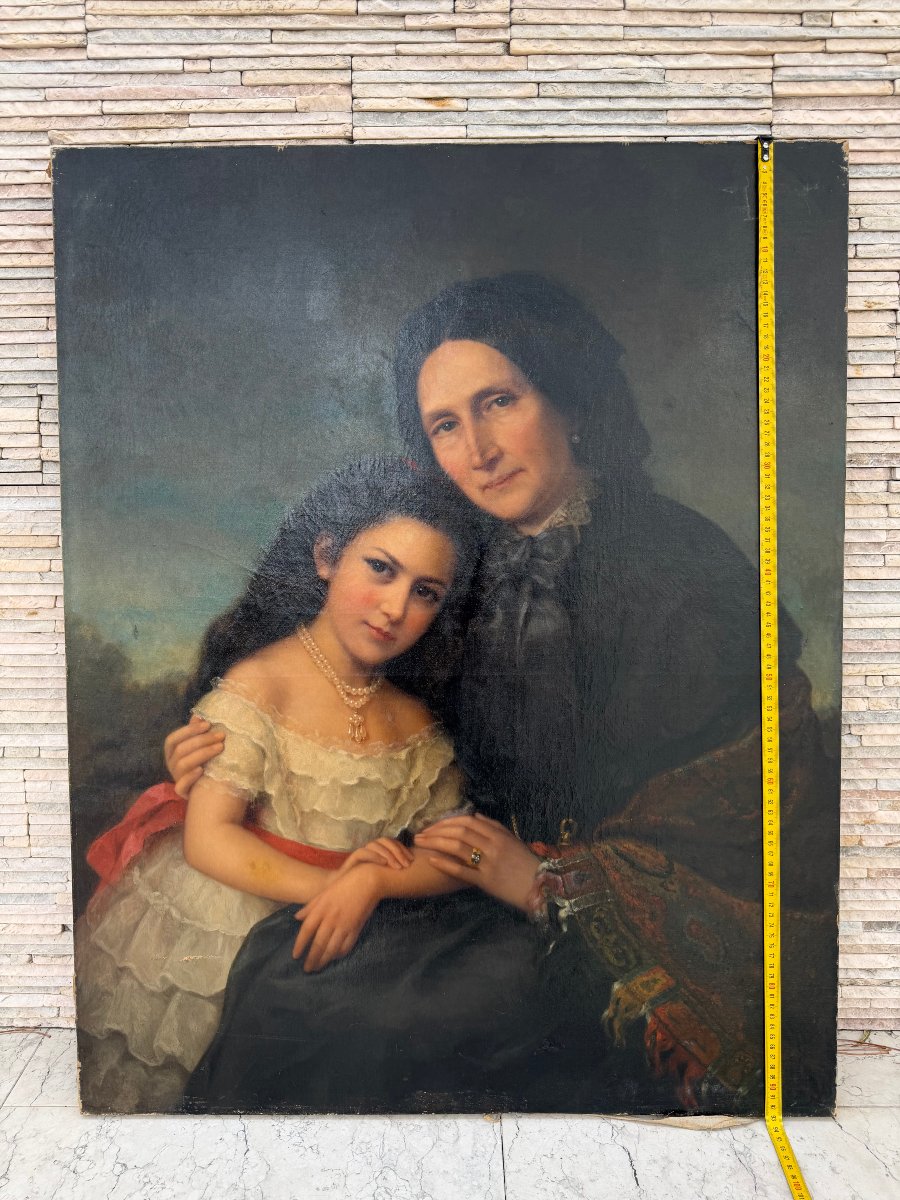 French School, Early 19th Century: Portrait Of Princess Hélène Schakowskoy And Her Daughter-photo-8