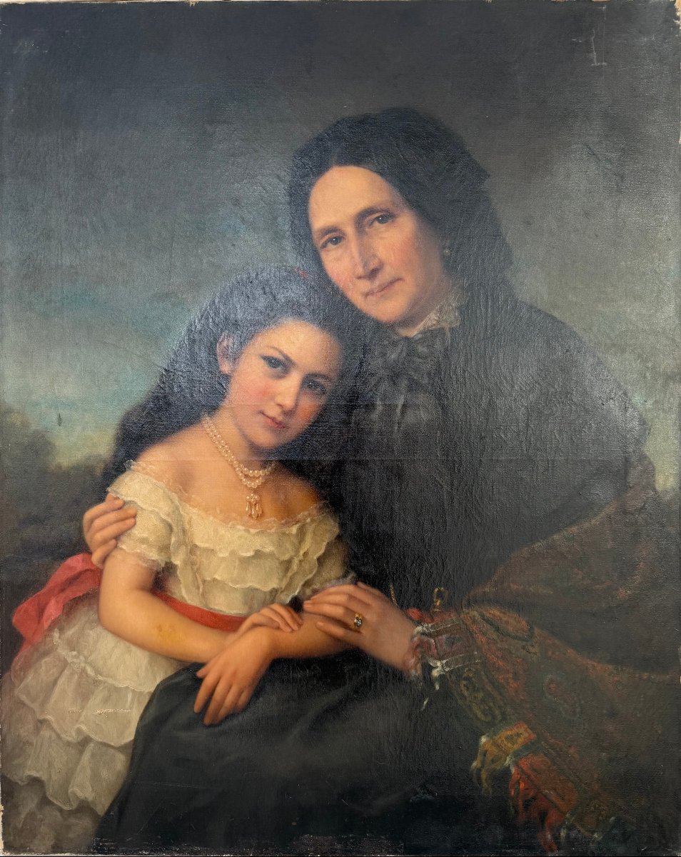 French School, Early 19th Century: Portrait Of Princess Hélène Schakowskoy And Her Daughter