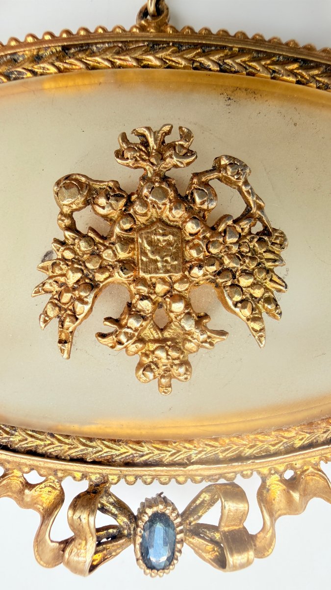 Travail russe, fin XIXe–début XXe siècle, broche-pendentif à l’aigle impérial en onyx-photo-5