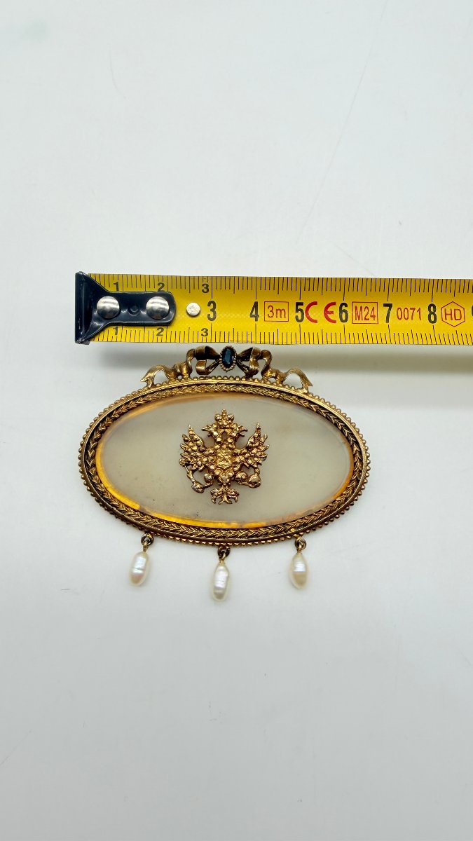 Travail russe, fin XIXe–début XXe siècle, broche-pendentif à l’aigle impérial en onyx-photo-6