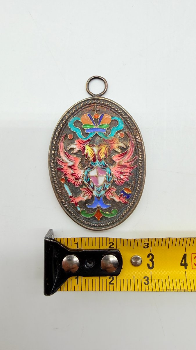 Russian Work, Late 19th–early 20th Century, Imperial Eagle Cloisonné Enamel Pendant-photo-5