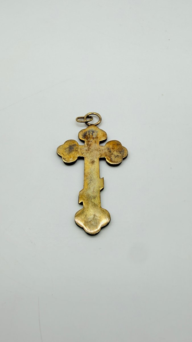 Travail russe, fin XIXe–début XXe siècle, croix pectorale en vermeil et émail cloisonné, 8e Art-photo-4