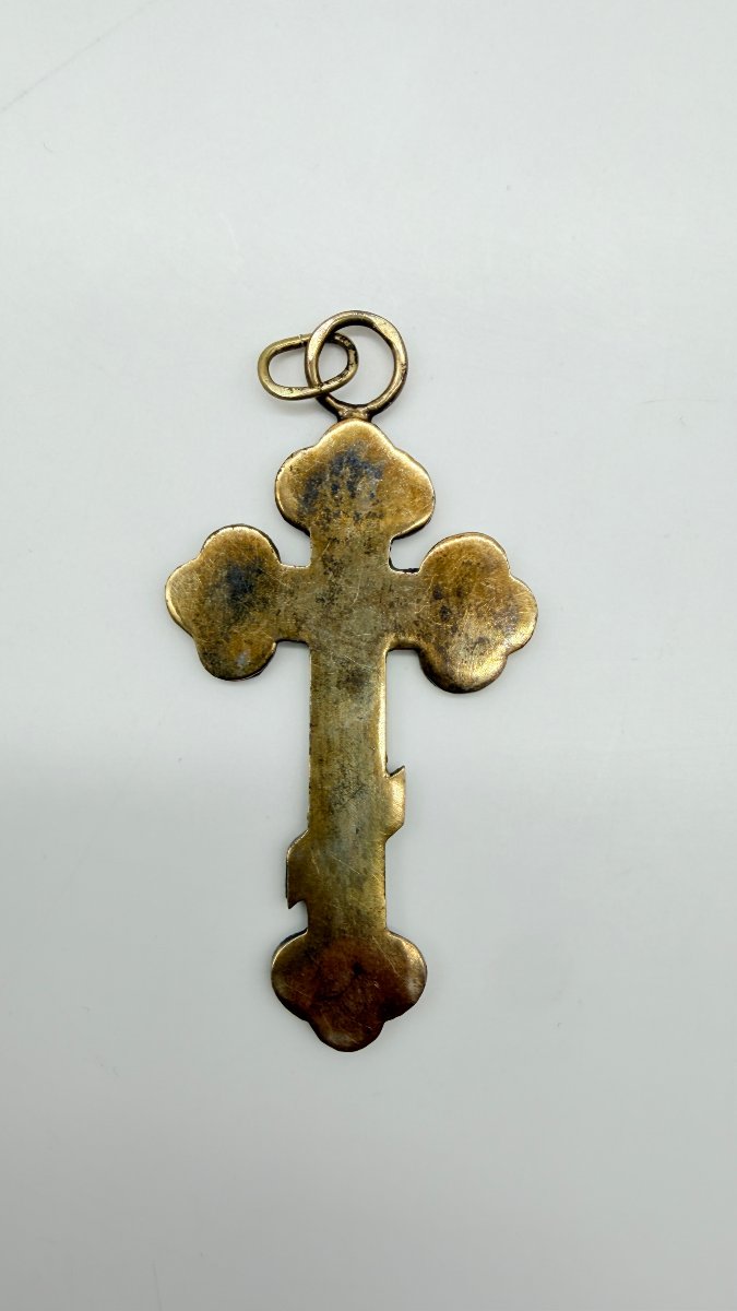 Travail russe, fin XIXe–début XXe siècle, croix pectorale en vermeil et émail cloisonné, 8e Art-photo-5