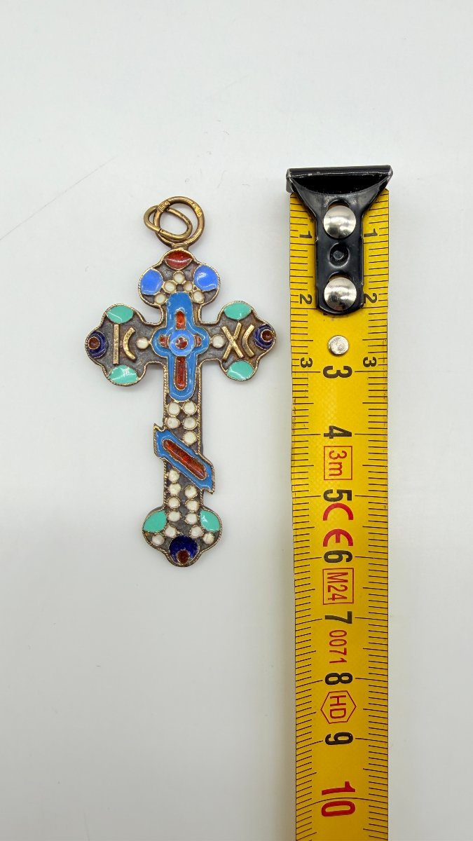 Travail russe, fin XIXe–début XXe siècle, croix pectorale en vermeil et émail cloisonné, 8e Art-photo-8