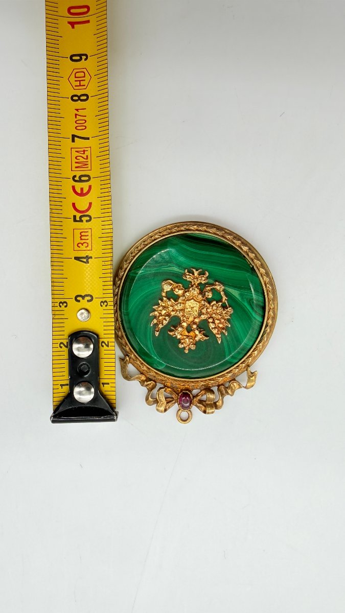 Russian Work, Late 19th–early 20th Century, Malachite And Gilt-silver Imperial Eagle Pendant-photo-7