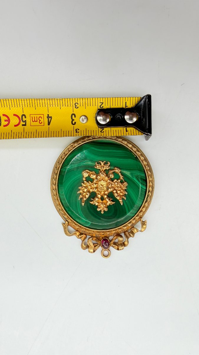 Russian Work, Late 19th–early 20th Century, Malachite And Gilt-silver Imperial Eagle Pendant-photo-8