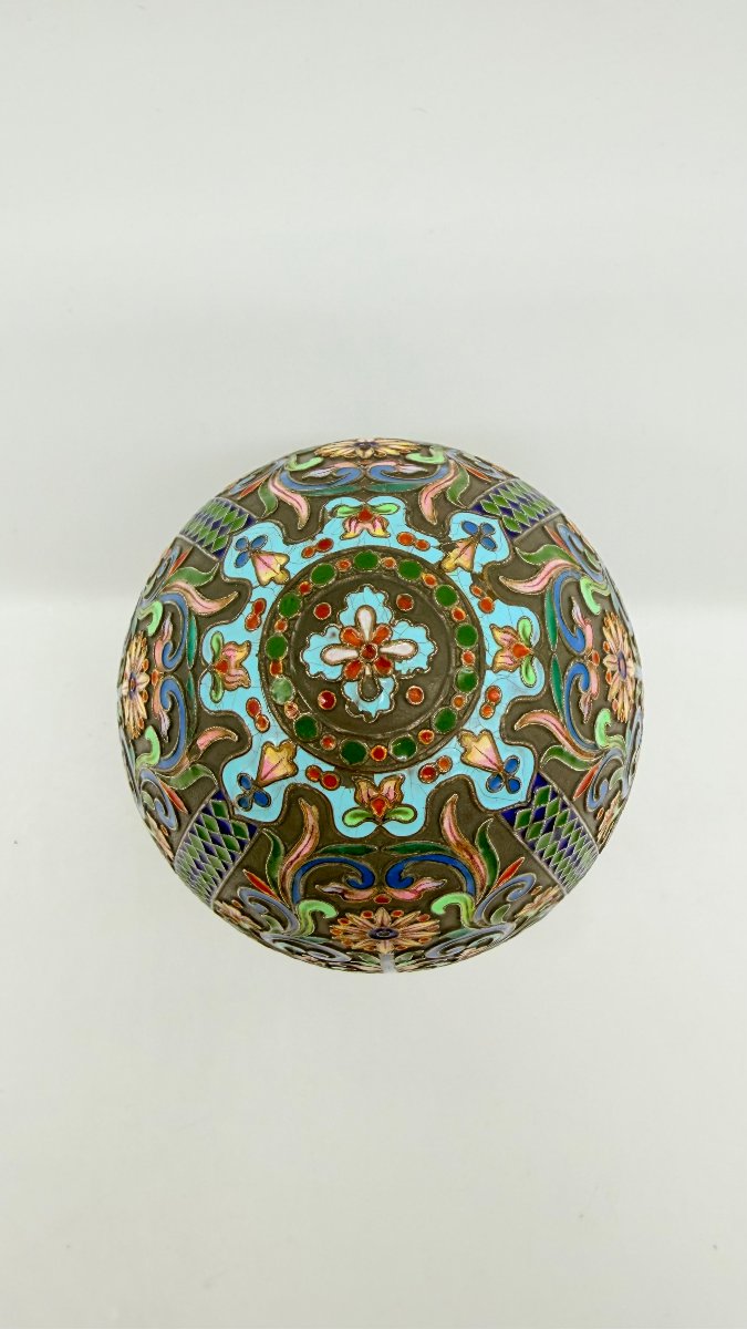 Large Silver-plated And Cloisonné-enamel Egg-photo-2