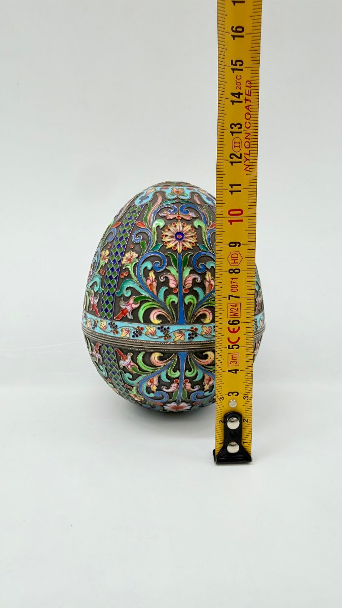 Large Silver-plated And Cloisonné-enamel Egg-photo-3