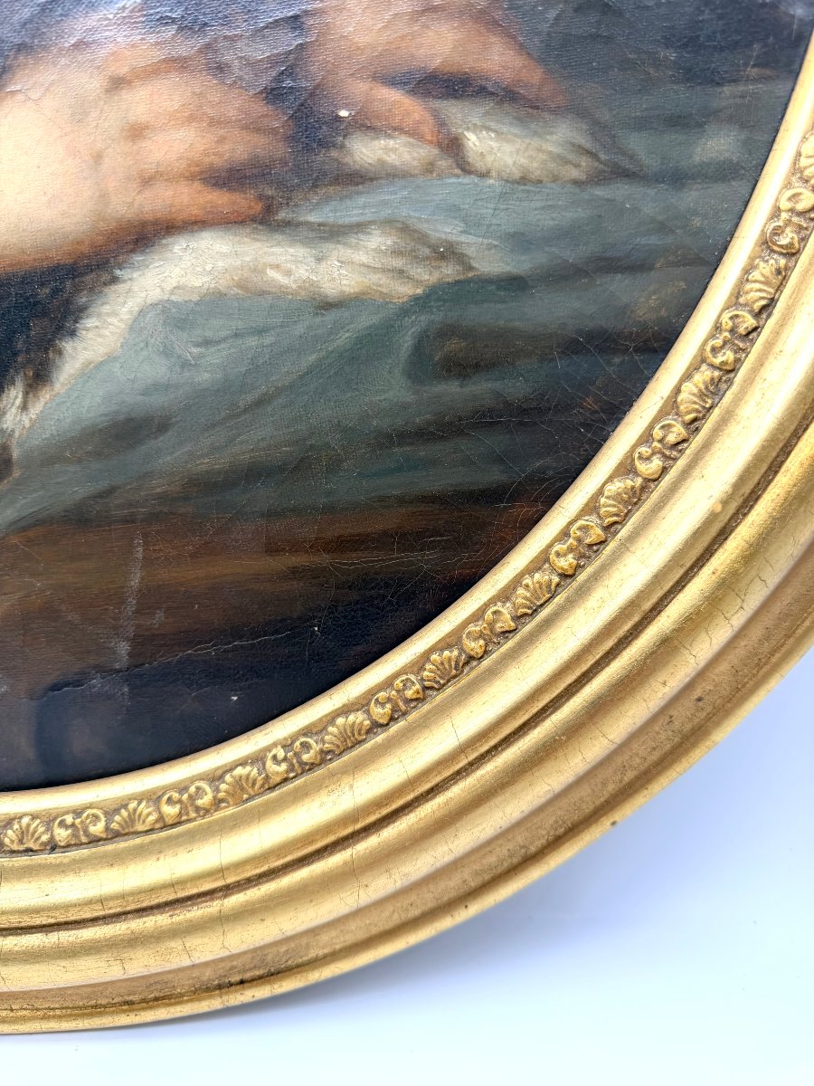 École russe, XIXe siècle, dans le goût de Karl Brioullov — Portrait d’un enfant au chien-photo-1