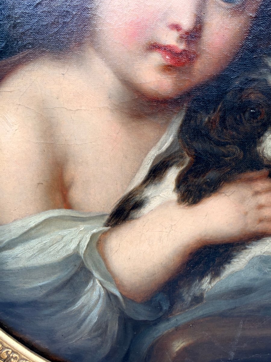 École russe, XIXe siècle, dans le goût de Karl Brioullov — Portrait d’un enfant au chien-photo-2