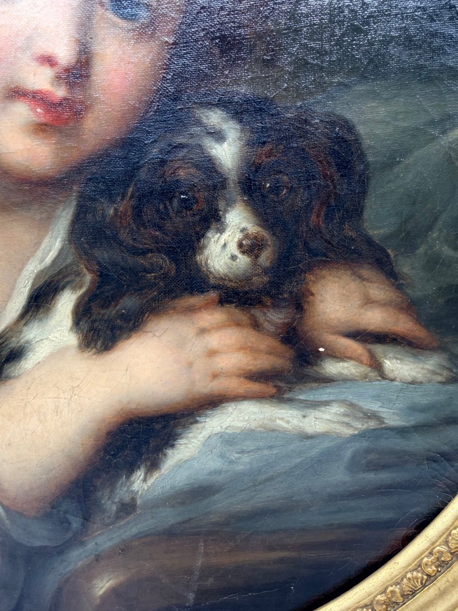École russe, XIXe siècle, dans le goût de Karl Brioullov — Portrait d’un enfant au chien-photo-3