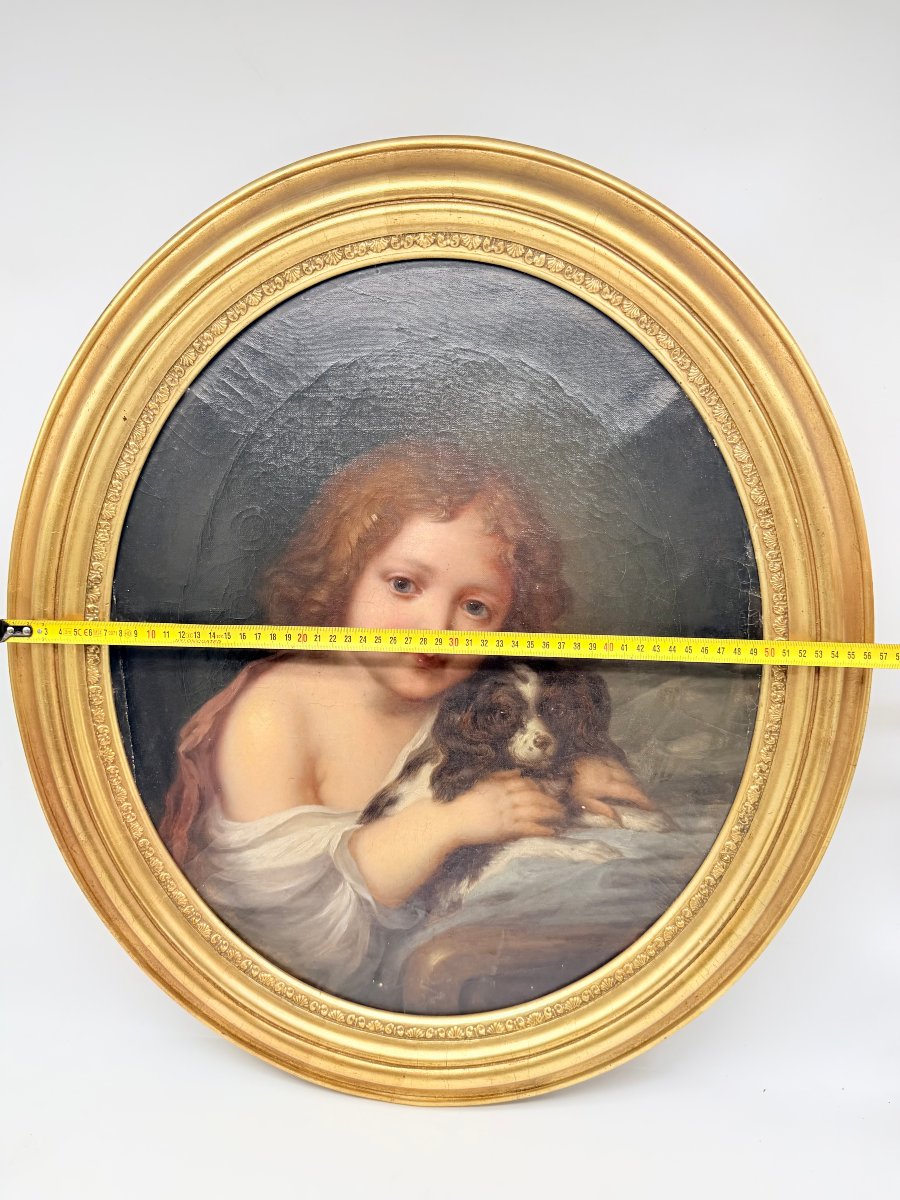 École russe, XIXe siècle, dans le goût de Karl Brioullov — Portrait d’un enfant au chien-photo-7