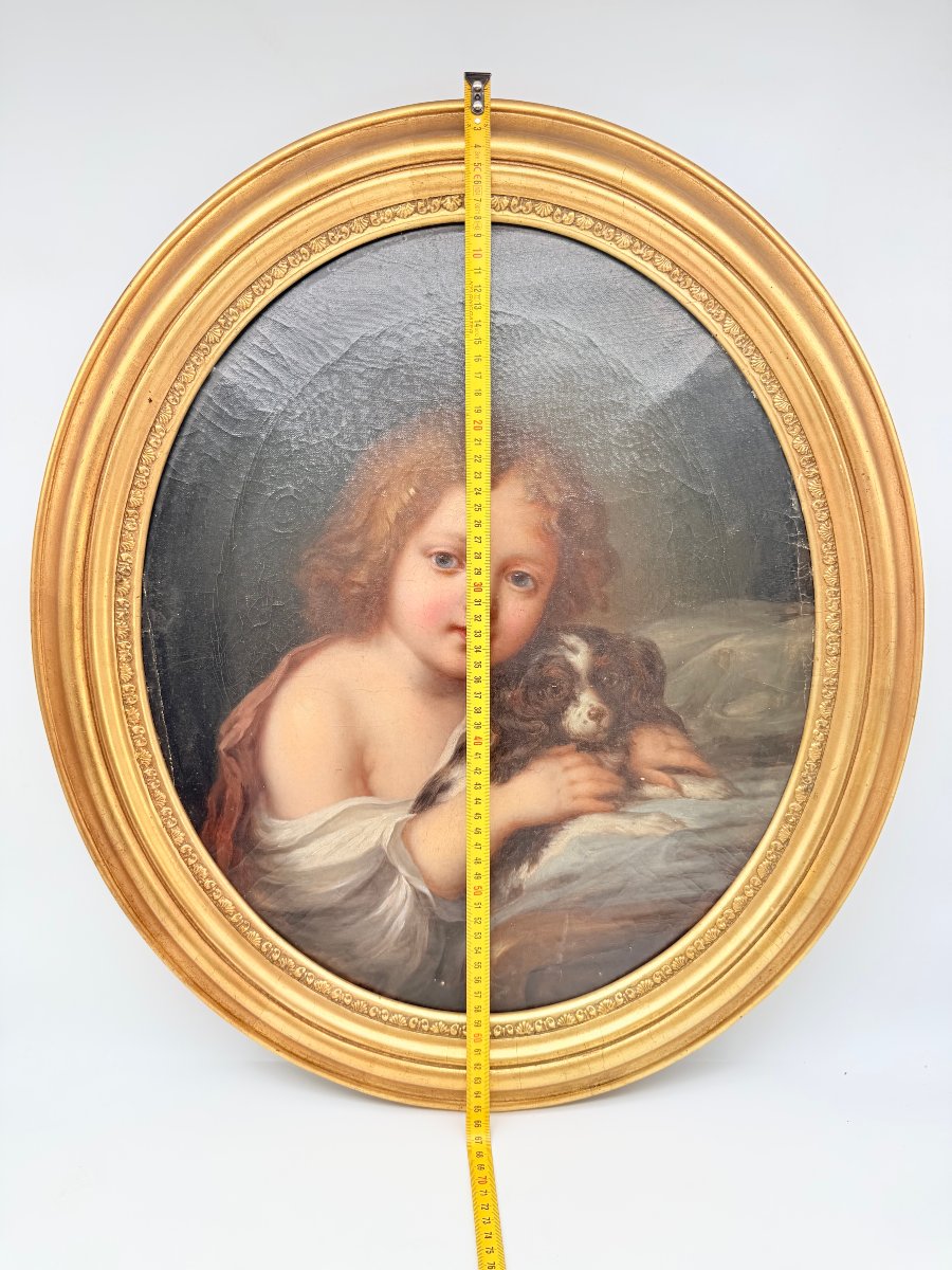 École russe, XIXe siècle, dans le goût de Karl Brioullov — Portrait d’un enfant au chien-photo-8
