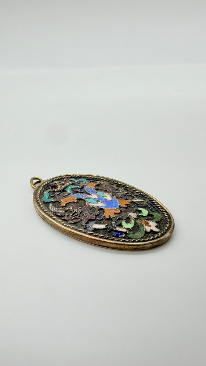 MÉDAILLON PENDENTIF RUSSE EN ARGENT ET ÉMAIL CLOISONNÉ, KHLEBNIKOV, XIXe-XXe S.-photo-3