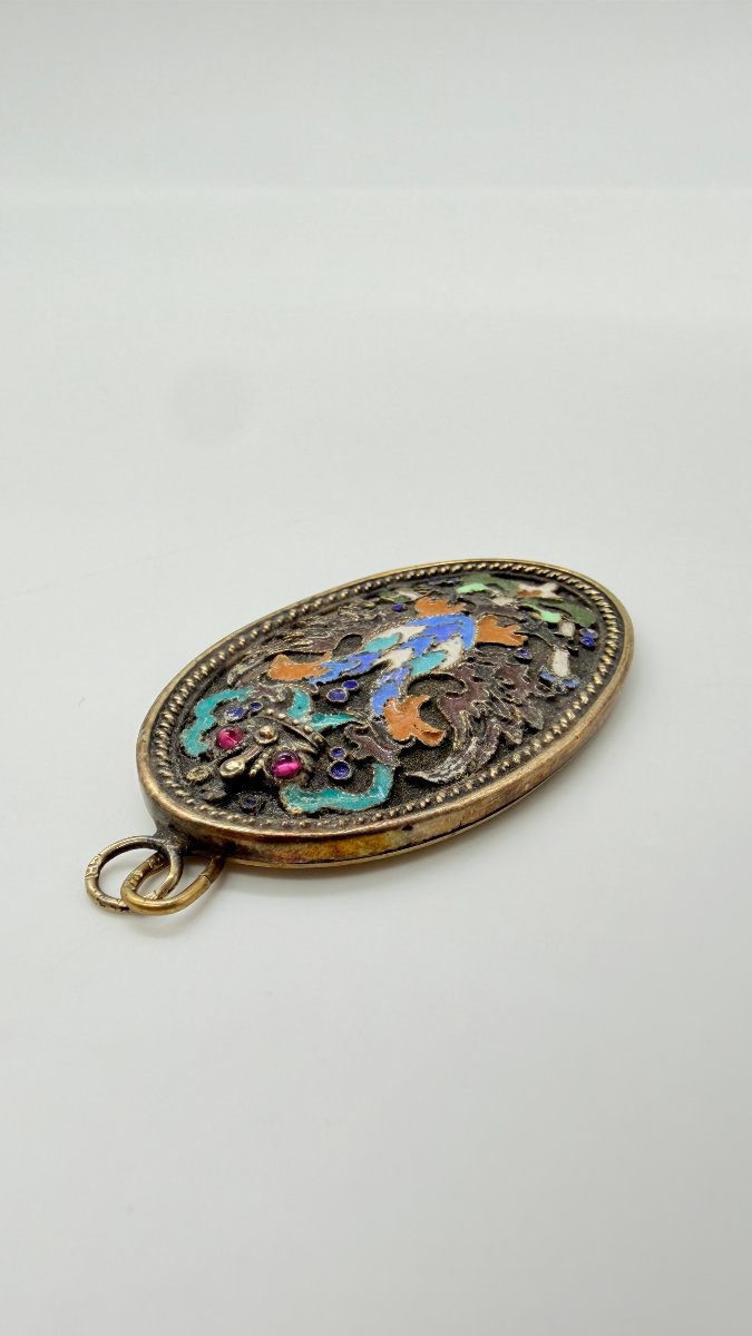 MÉDAILLON PENDENTIF RUSSE EN ARGENT ET ÉMAIL CLOISONNÉ, KHLEBNIKOV, XIXe-XXe S.-photo-4