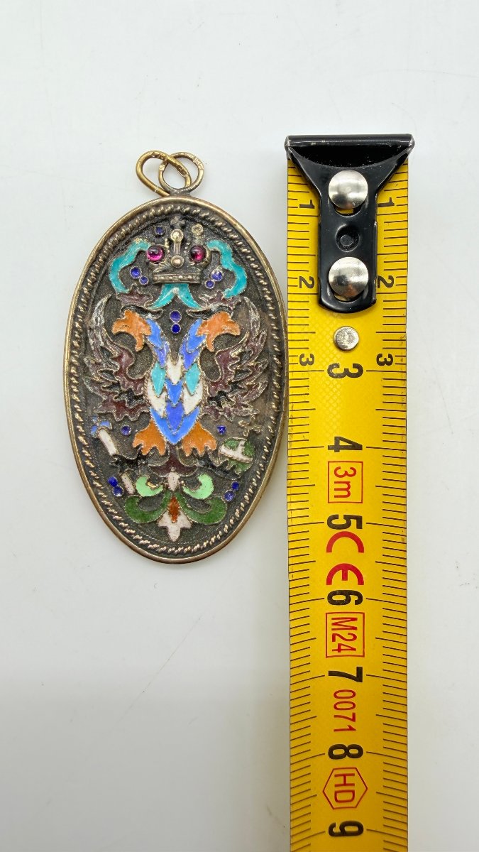 MÉDAILLON PENDENTIF RUSSE EN ARGENT ET ÉMAIL CLOISONNÉ, KHLEBNIKOV, XIXe-XXe S.-photo-6