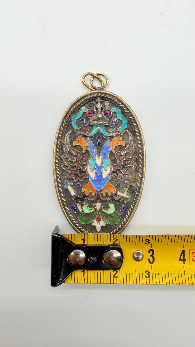 MÉDAILLON PENDENTIF RUSSE EN ARGENT ET ÉMAIL CLOISONNÉ, KHLEBNIKOV, XIXe-XXe S.-photo-7