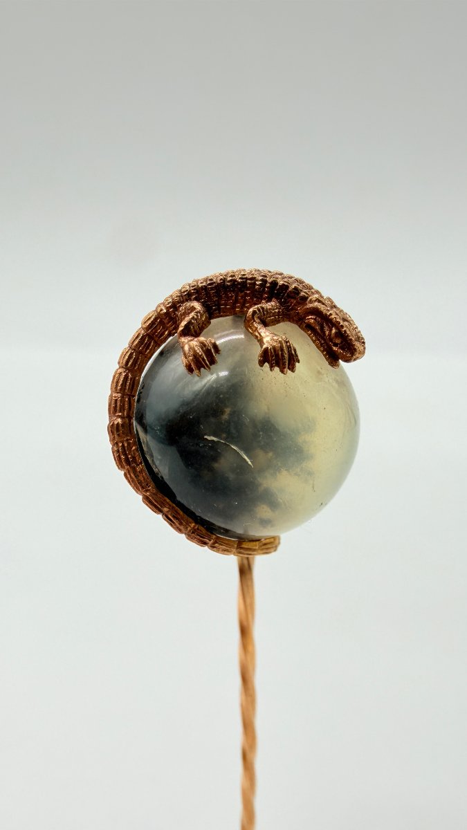 A Late 19th Century Rose Gold And Dendritic Agate Stickpin, In The Manner Of Fabergé-photo-4