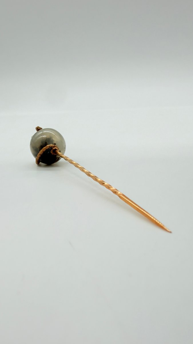 A Late 19th Century Rose Gold And Dendritic Agate Stickpin, In The Manner Of Fabergé-photo-3