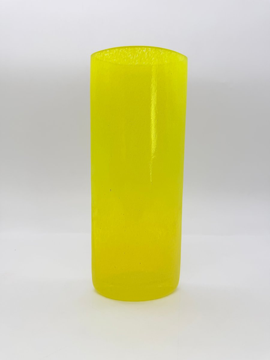 Murano Yellow Glass Cylindrical Vase, In The Manner Of Carlo Or Tobia Scarpa For Venini
