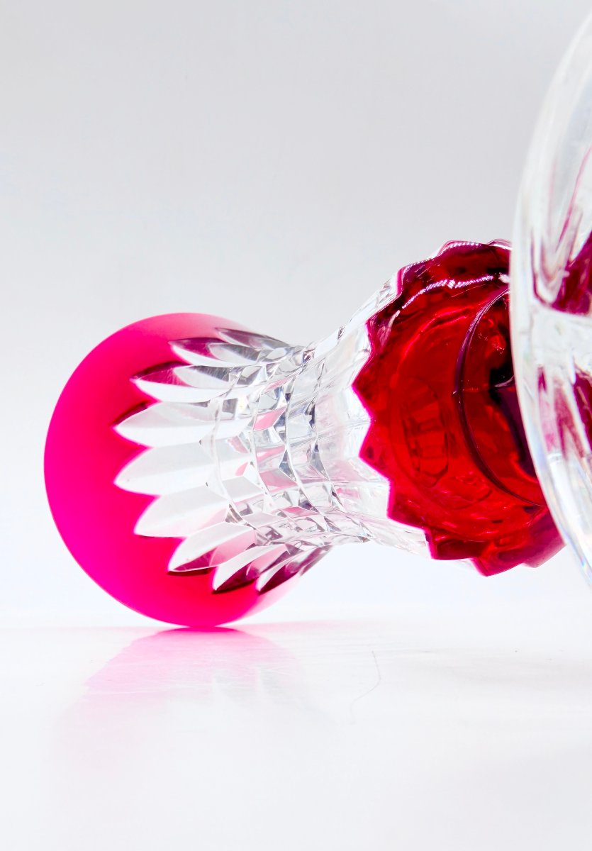 19th-century Overlay Crystal Vase. Baccarat Val Saint-lambert. Signed-photo-2