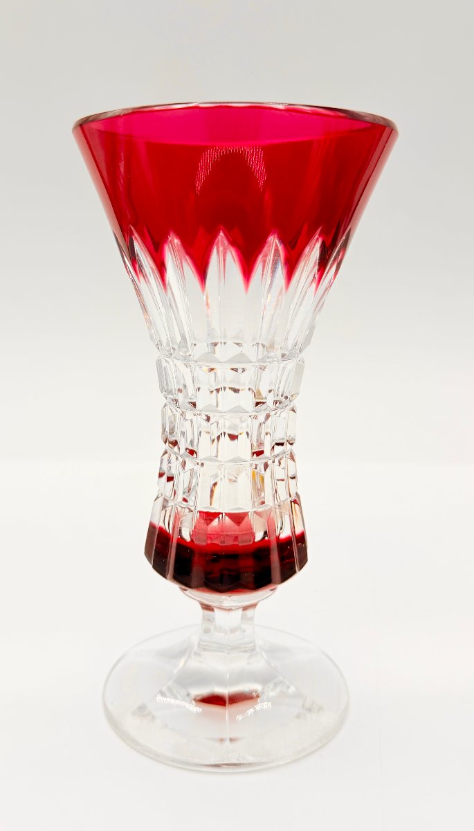 19th-century Overlay Crystal Vase. Baccarat Val Saint-lambert. Signed-photo-4