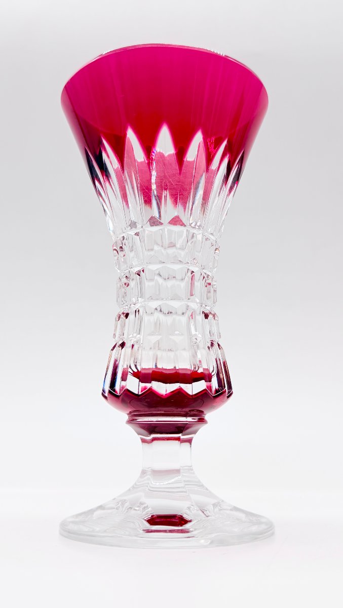 19th-century Overlay Crystal Vase. Baccarat Val Saint-lambert. Signed-photo-3