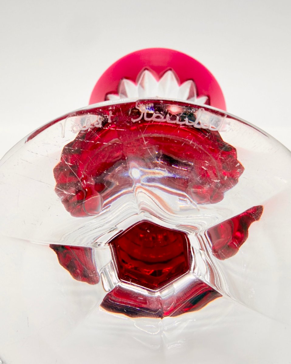 19th-century Overlay Crystal Vase. Baccarat Val Saint-lambert. Signed-photo-5