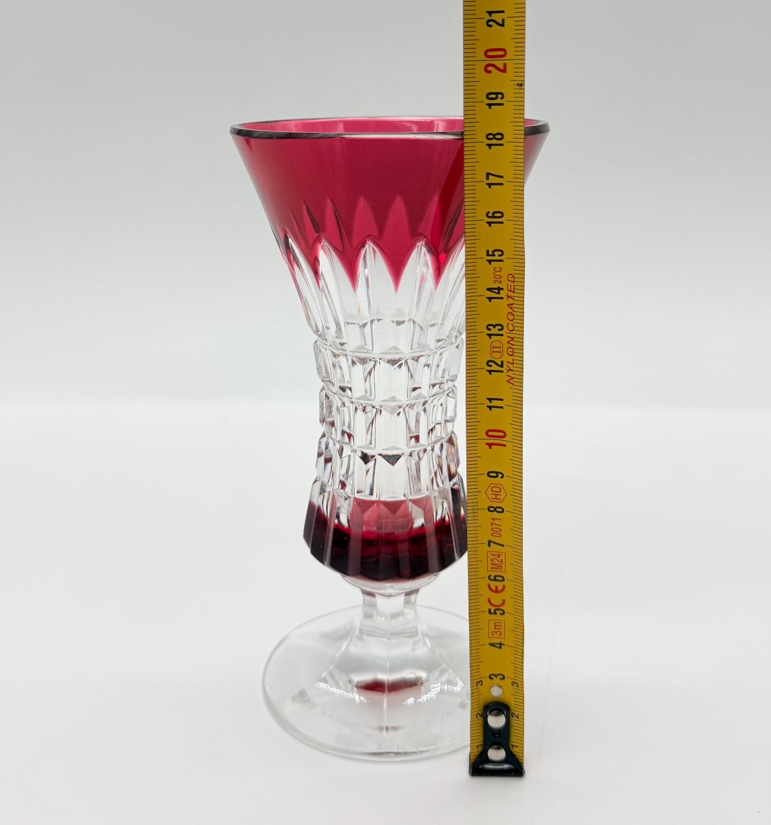 19th-century Overlay Crystal Vase. Baccarat Val Saint-lambert. Signed-photo-6