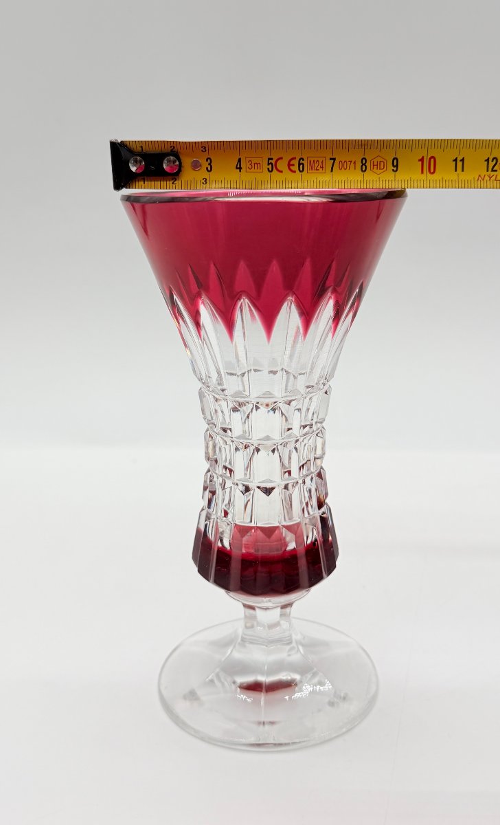 19th-century Overlay Crystal Vase. Baccarat Val Saint-lambert. Signed-photo-7