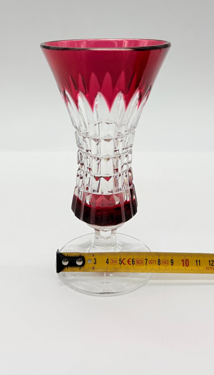 19th-century Overlay Crystal Vase. Baccarat Val Saint-lambert. Signed-photo-8