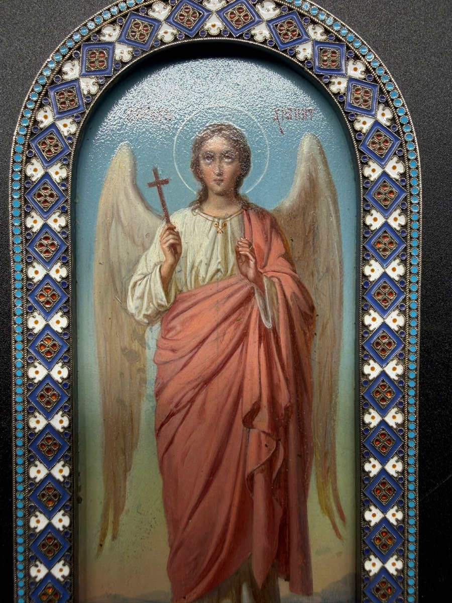 Pavel Ovchinnikov, Guardian Angel Icon, Moscow, Circa 1880–1890, In Silver And Enamel-photo-4