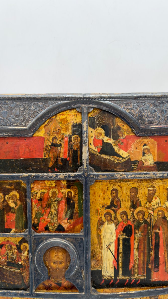 The Nativity Of The Mother Of God,feasts And Saints,silver Riza,17century,stroganov School-photo-2