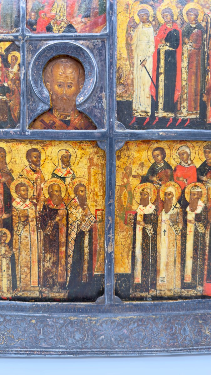 The Nativity Of The Mother Of God,feasts And Saints,silver Riza,17century,stroganov School-photo-3