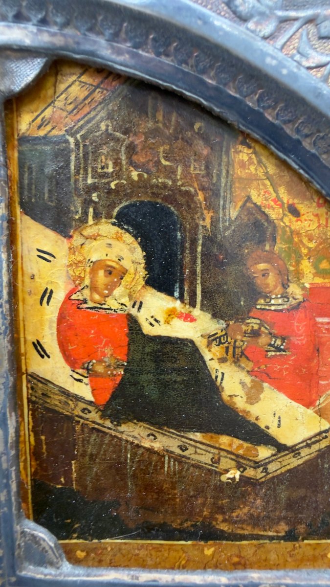 The Nativity Of The Mother Of God,feasts And Saints,silver Riza,17century,stroganov School-photo-4