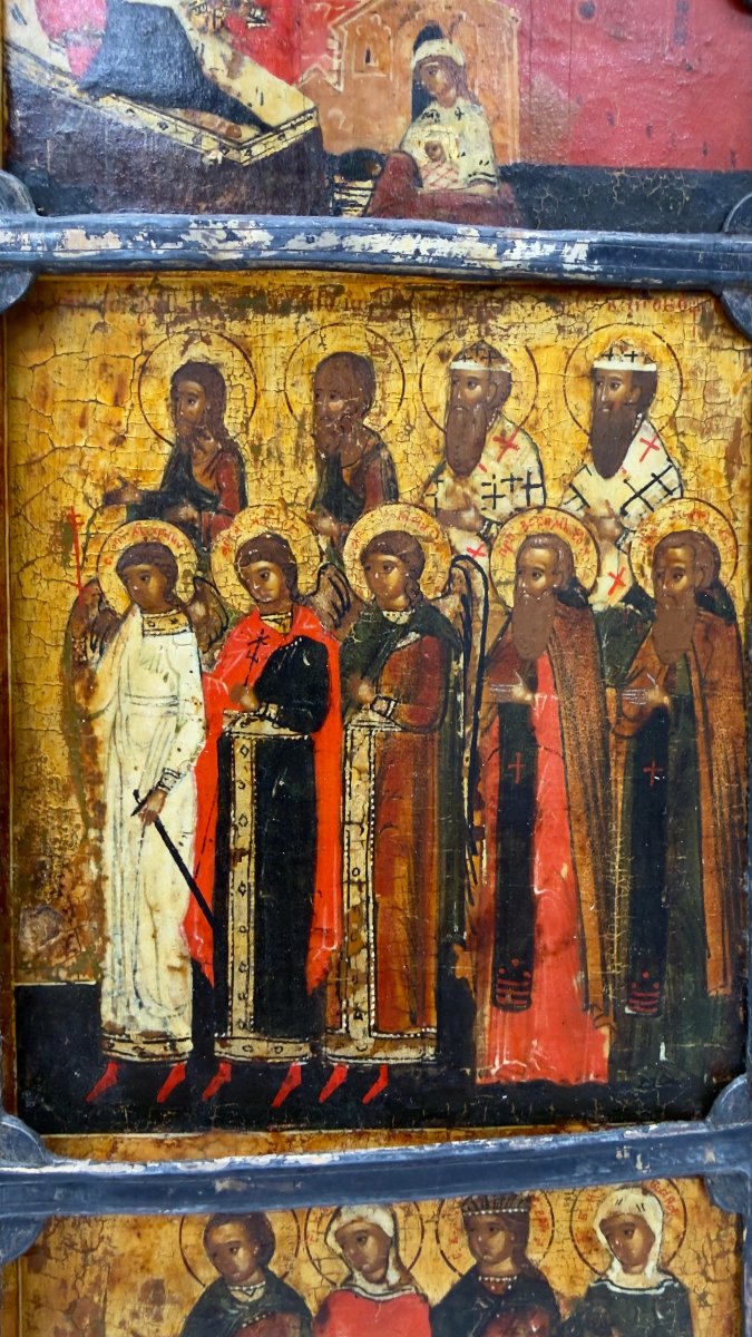 The Nativity Of The Mother Of God,feasts And Saints,silver Riza,17century,stroganov School-photo-2