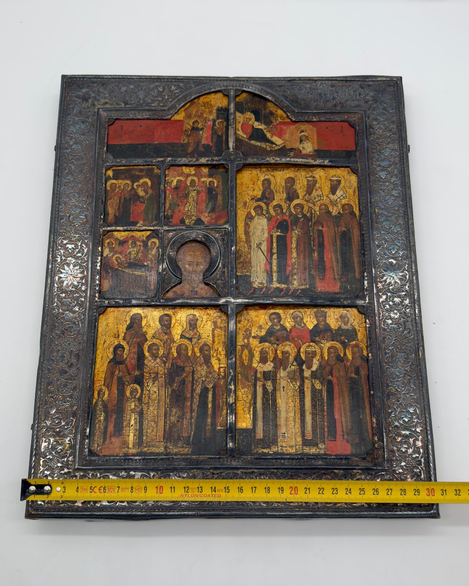 The Nativity Of The Mother Of God,feasts And Saints,silver Riza,17century,stroganov School-photo-6