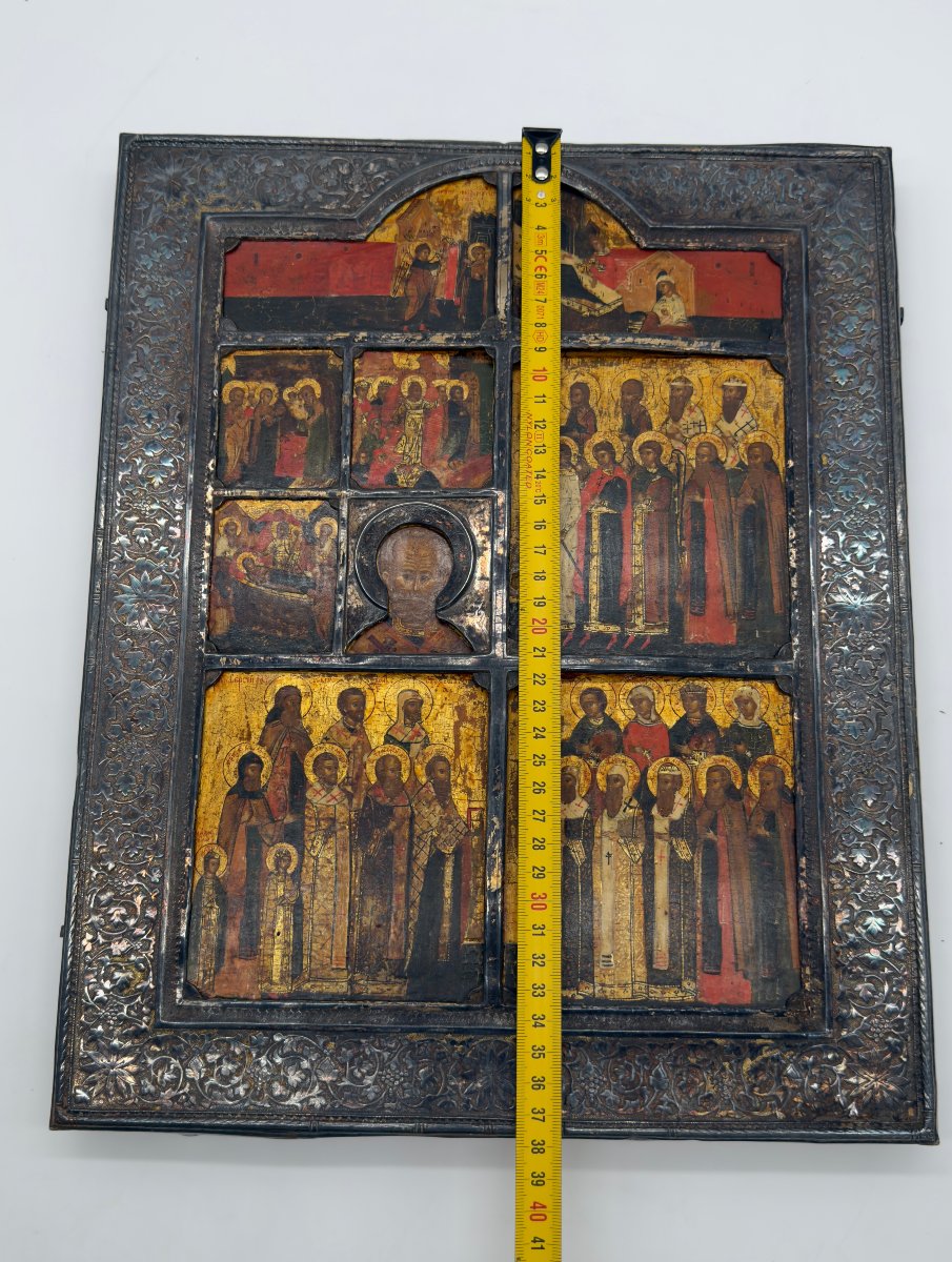 The Nativity Of The Mother Of God,feasts And Saints,silver Riza,17century,stroganov School-photo-7