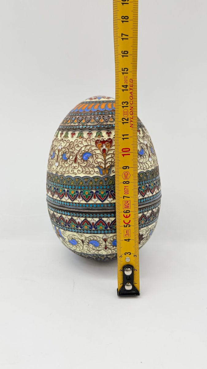 Œuf de Pâques russe en vermeil et émail cloisonné, Moscou, fin XIXe–début XXe siècle-photo-3