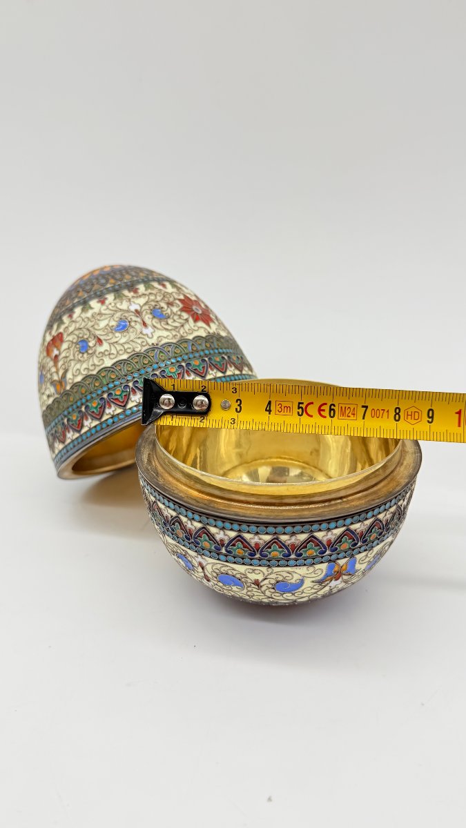 Œuf de Pâques russe en vermeil et émail cloisonné, Moscou, fin XIXe–début XXe siècle-photo-4