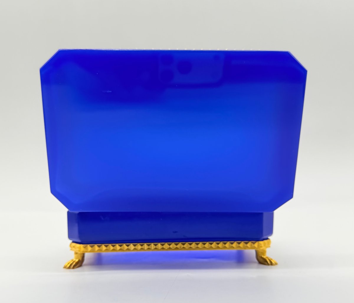 Coffret en opaline bleu cobalt et monture en bronze doré, Époque Charles X-photo-3
