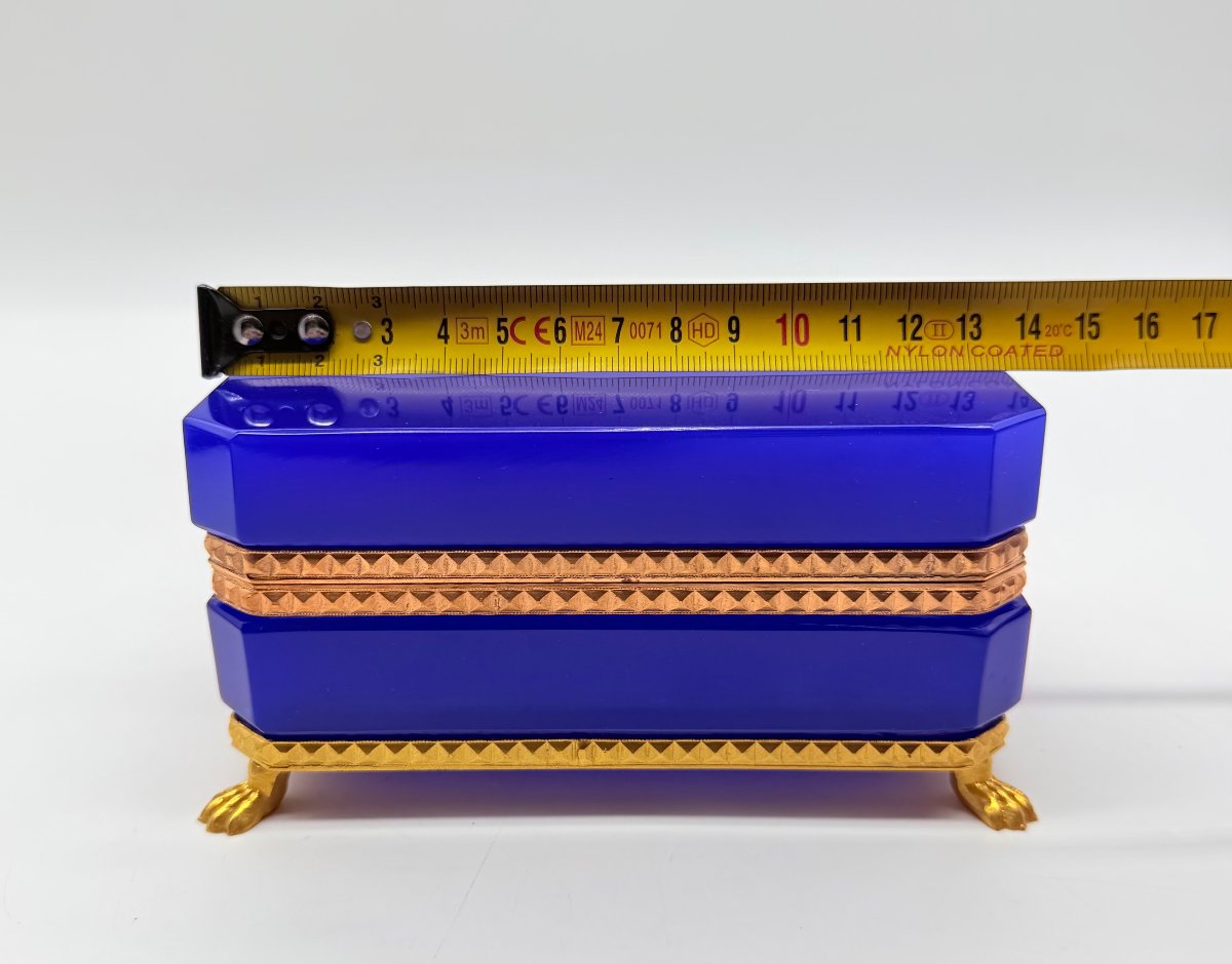 Coffret en opaline bleu cobalt et monture en bronze doré, Époque Charles X-photo-5
