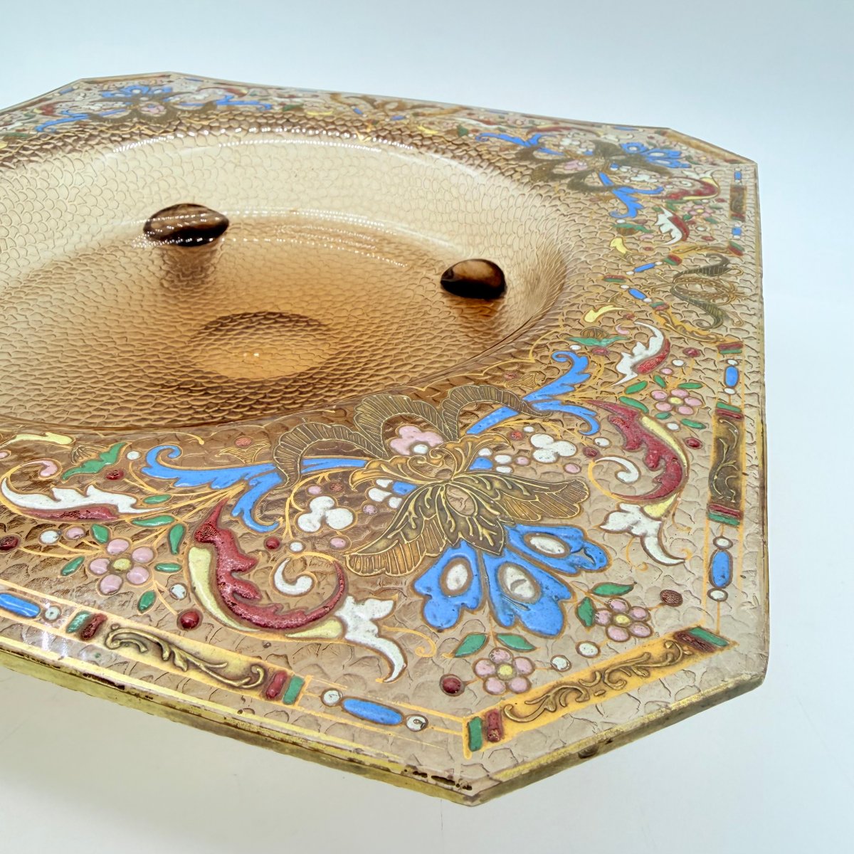 Viennese Orientalist Enameled Glass Footed Dish, Lobmeyr, XIXe Century-photo-3