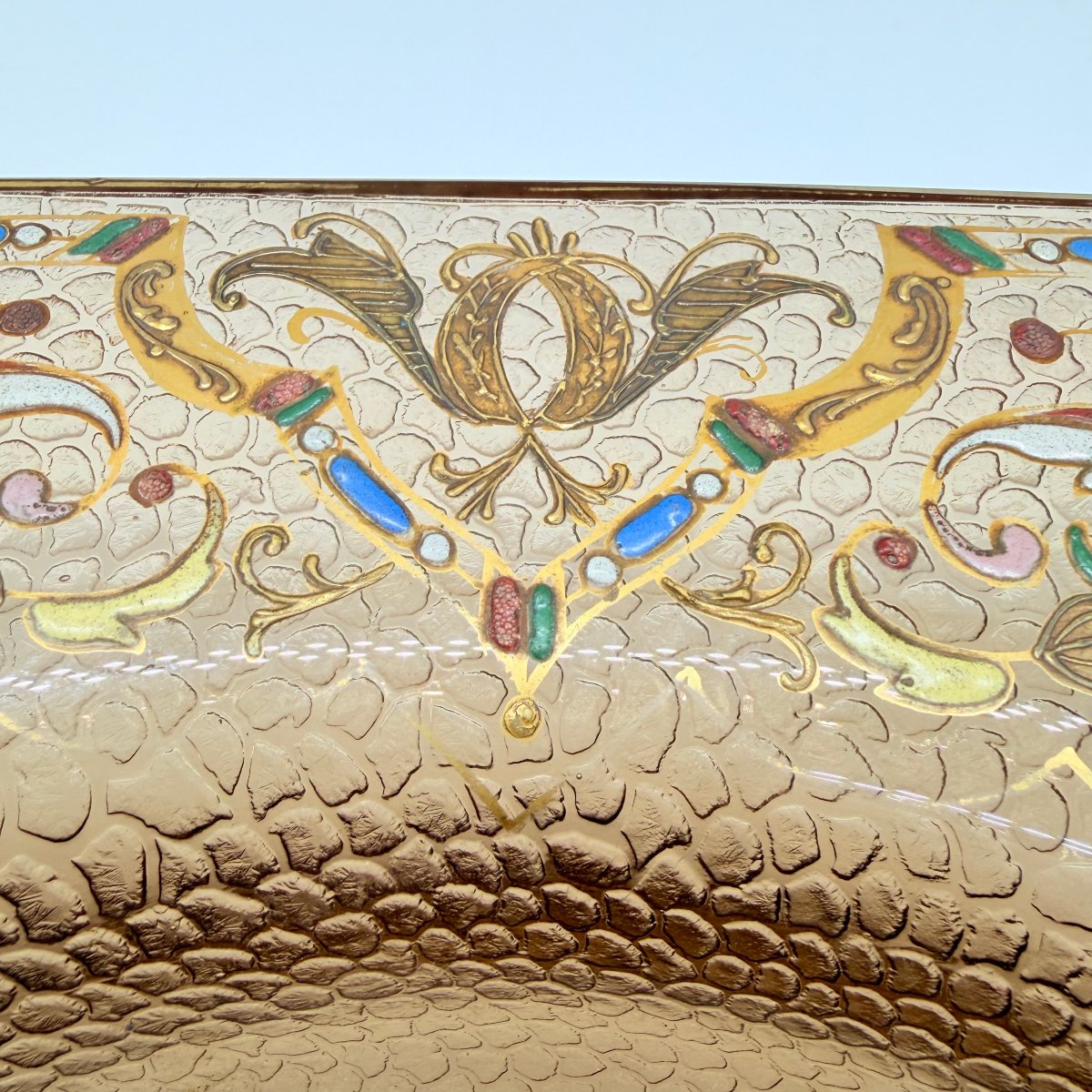 Viennese Orientalist Enameled Glass Footed Dish, Lobmeyr, XIXe Century-photo-1