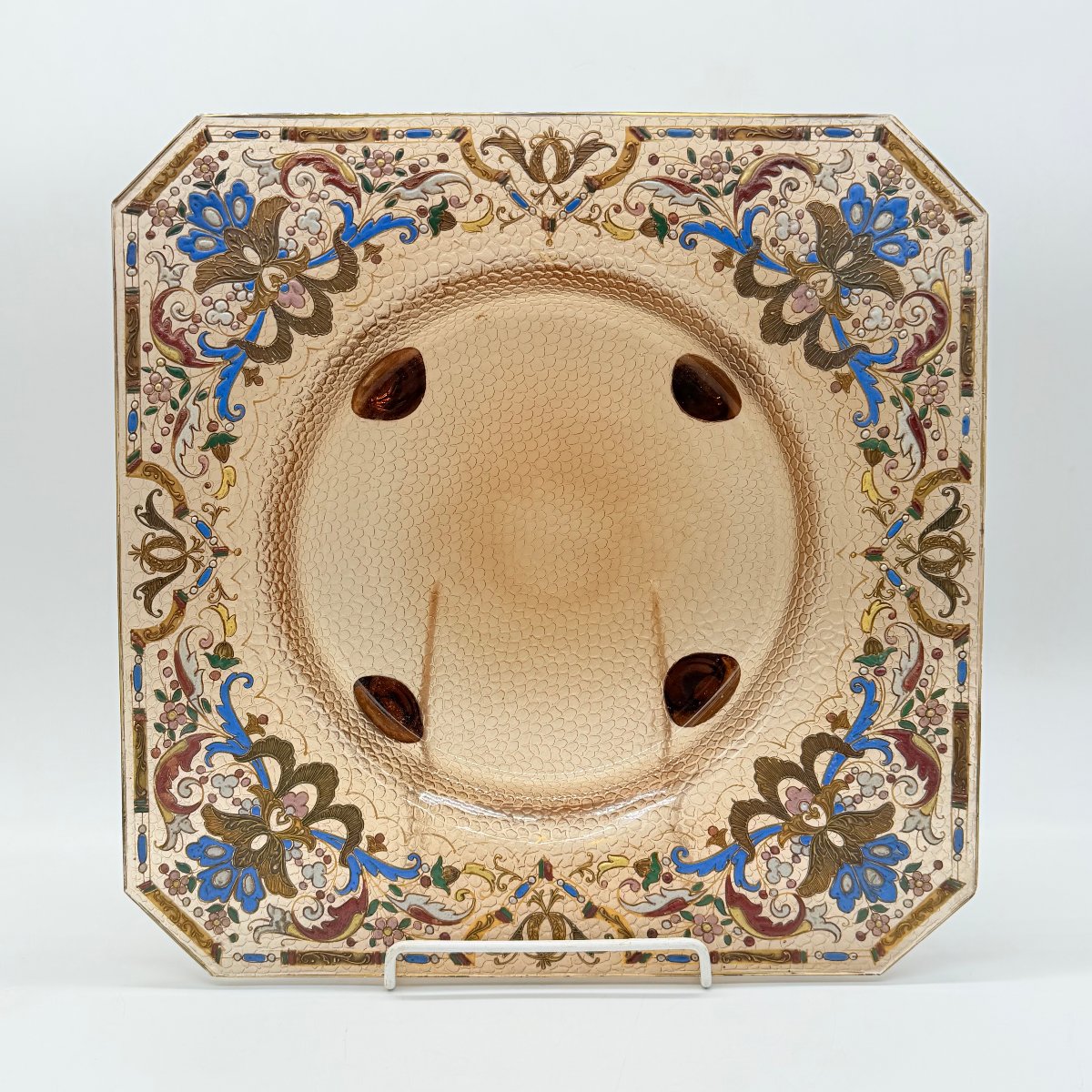 Viennese Orientalist Enameled Glass Footed Dish, Lobmeyr, XIXe Century-photo-2