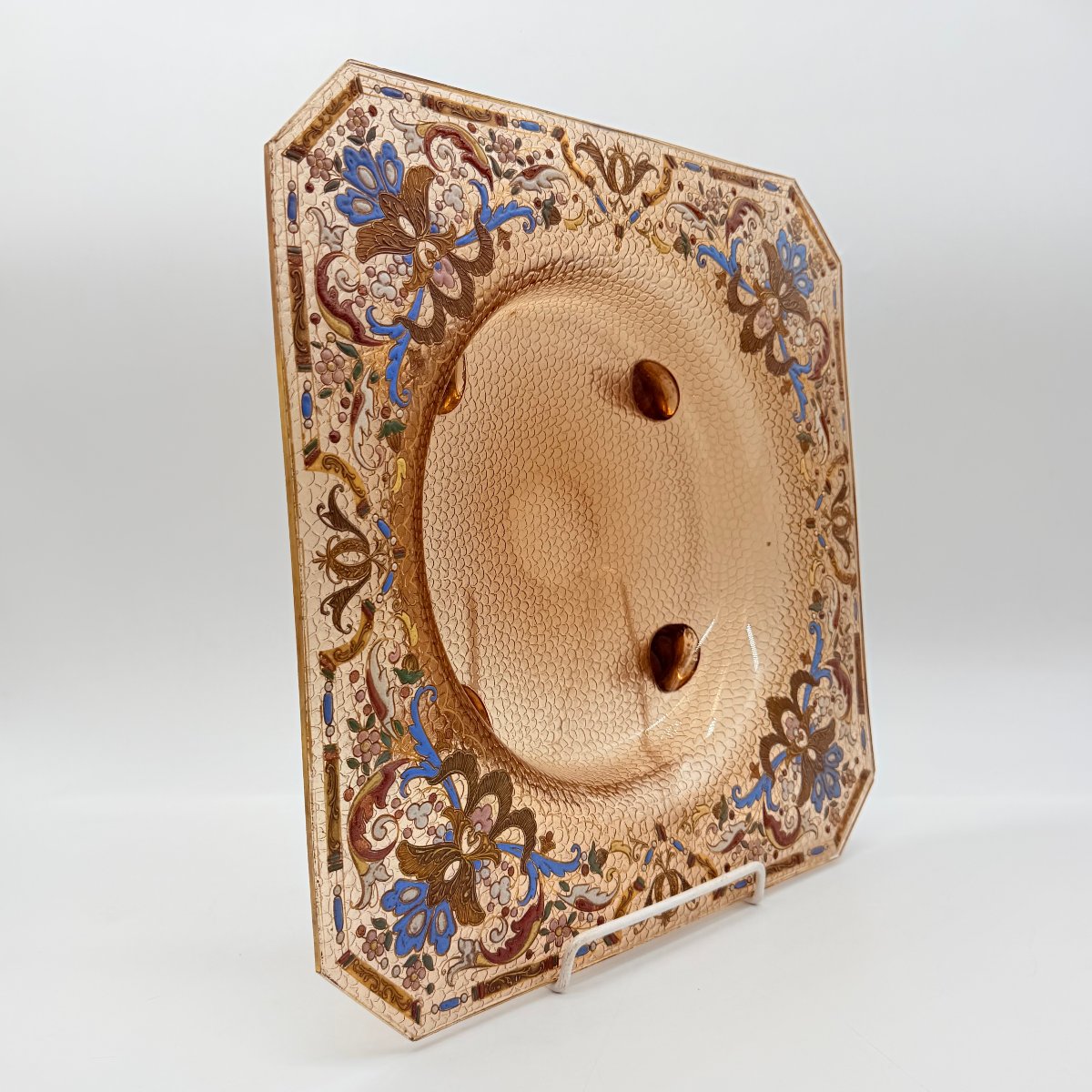 Viennese Orientalist Enameled Glass Footed Dish, Lobmeyr, XIXe Century-photo-3