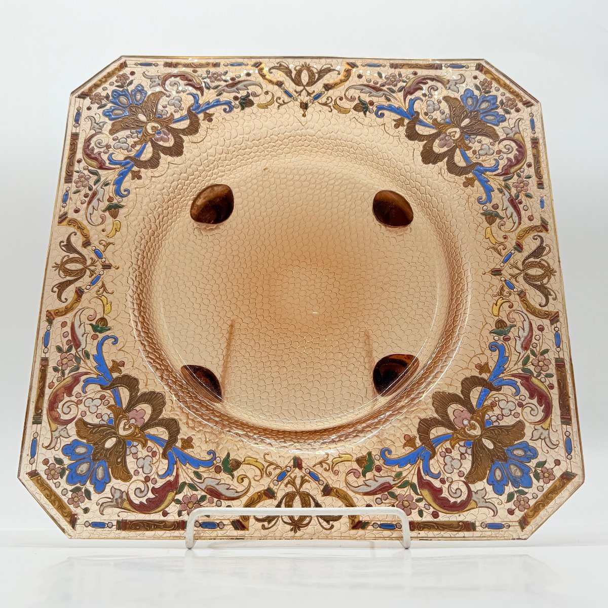 Viennese Orientalist Enameled Glass Footed Dish, Lobmeyr, XIXe Century-photo-4