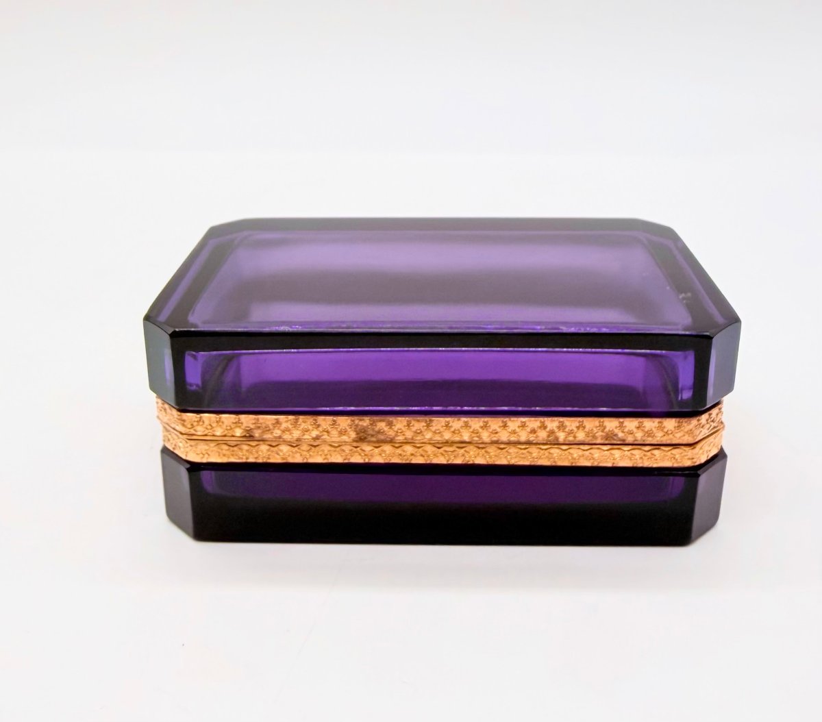 French Charles X Amethyst Cut-crystal And Gilt-bronze Box, Baccarat, Circa 1820-1830  