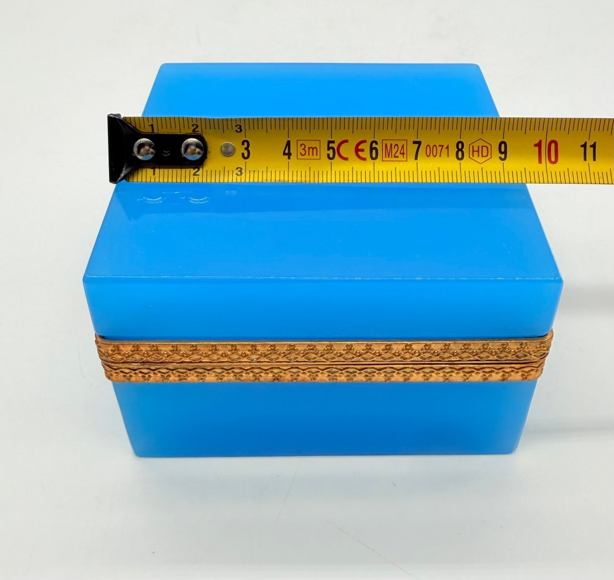 French Charles X Turquoise Blue Opaline Glass And Gilt-brass Box, Circa 1820-1830 -photo-6